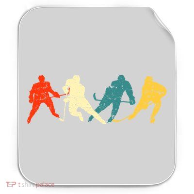 Retro Style Hockey Players Permanent Decal Sticker