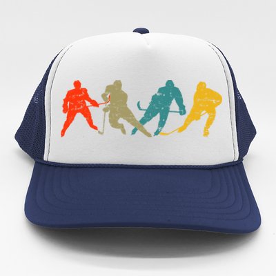 Retro Style Hockey Players Trucker Hat