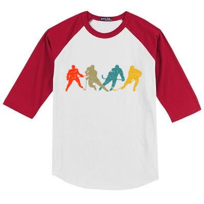 Retro Style Hockey Players Kids Colorblock Raglan Jersey