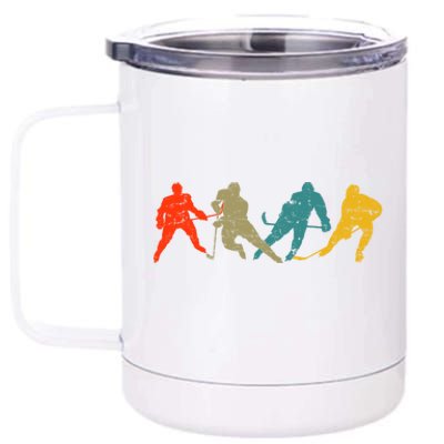 Retro Style Hockey Players 12 oz Stainless Steel Tumbler Cup