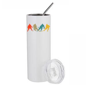 Retro Style Hockey Players Stainless Steel Tumbler