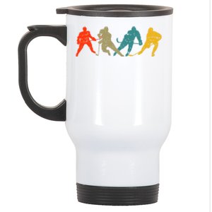 Retro Style Hockey Players Stainless Steel Travel Mug