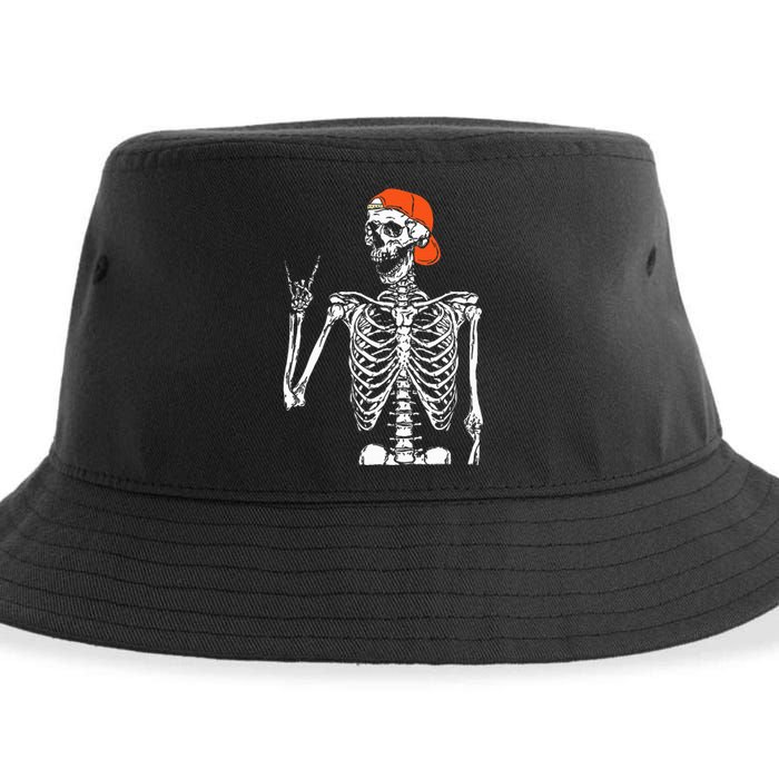 Rocker Skeleton Hand Rock On Costume Sustainable Bucket Hat