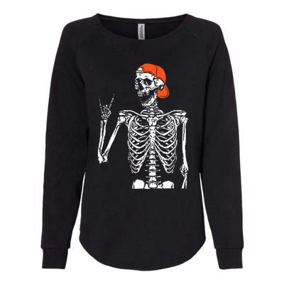 Rocker Skeleton Hand Rock On Costume Womens California Wash Sweatshirt