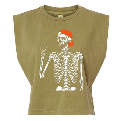 Rocker Skeleton Hand Rock On Costume Garment-Dyed Women's Muscle Tee