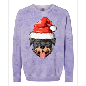 Rottweiler Santa Hat Christmas Rottweiler Funny Gift Colorblast Crewneck Sweatshirt