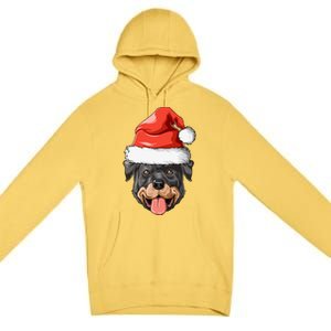 Rottweiler Santa Hat Christmas Rottweiler Funny Gift Premium Pullover Hoodie