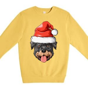 Rottweiler Santa Hat Christmas Rottweiler Funny Gift Premium Crewneck Sweatshirt