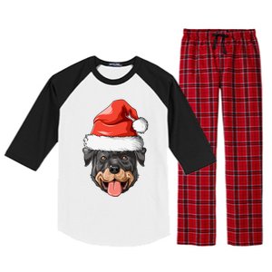 Rottweiler Santa Hat Christmas Rottweiler Funny Gift Raglan Sleeve Pajama Set