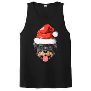 Rottweiler Santa Hat Christmas Rottweiler Funny Gift PosiCharge Competitor Tank