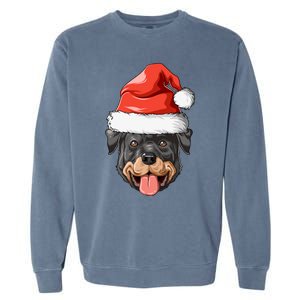 Rottweiler Santa Hat Christmas Rottweiler Funny Gift Garment-Dyed Sweatshirt