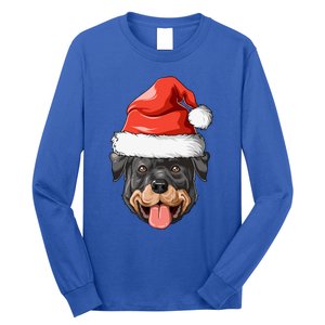 Rottweiler Santa Hat Christmas Rottweiler Funny Gift Long Sleeve Shirt