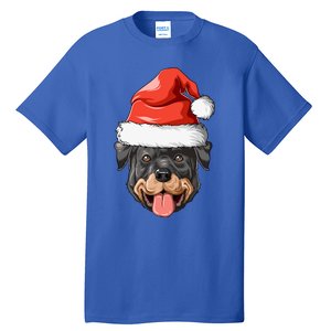 Rottweiler Santa Hat Christmas Rottweiler Funny Gift Tall T-Shirt