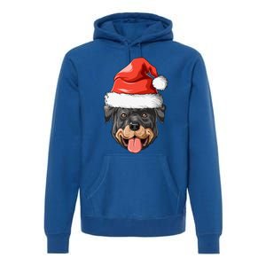 Rottweiler Santa Hat Christmas Rottweiler Funny Gift Premium Hoodie