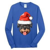 Rottweiler Santa Hat Christmas Rottweiler Funny Gift Tall Long Sleeve T-Shirt