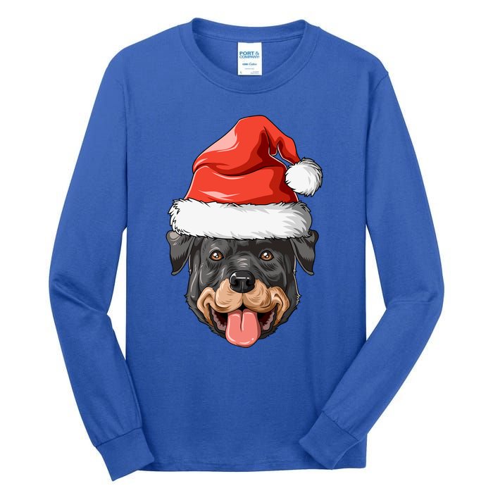 Rottweiler Santa Hat Christmas Rottweiler Funny Gift Tall Long Sleeve T-Shirt