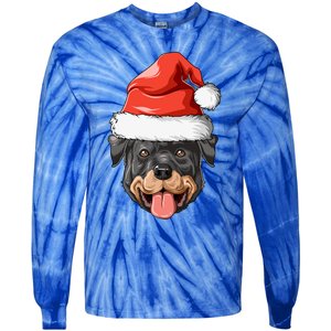 Rottweiler Santa Hat Christmas Rottweiler Funny Gift Tie-Dye Long Sleeve Shirt