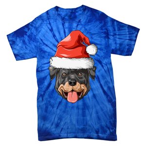 Rottweiler Santa Hat Christmas Rottweiler Funny Gift Tie-Dye T-Shirt