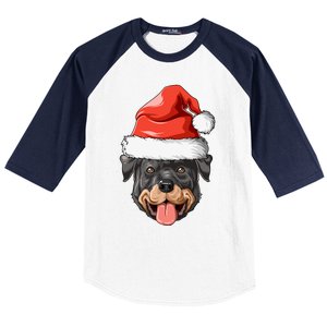 Rottweiler Santa Hat Christmas Rottweiler Funny Gift Baseball Sleeve Shirt