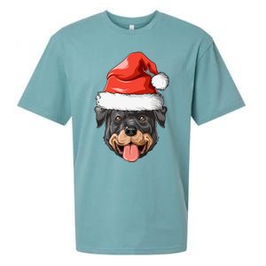 Rottweiler Santa Hat Christmas Rottweiler Funny Gift Sueded Cloud Jersey T-Shirt