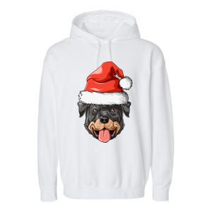 Rottweiler Santa Hat Christmas Rottweiler Funny Gift Garment-Dyed Fleece Hoodie