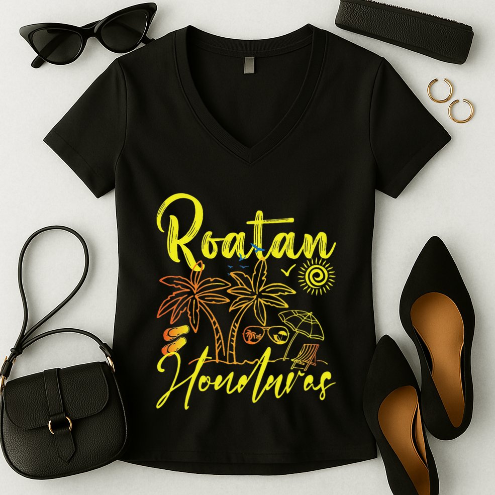 Roatan Souvenirs Honduras Beach Honduras Vacation Roatan Women's V-Neck T-Shirt