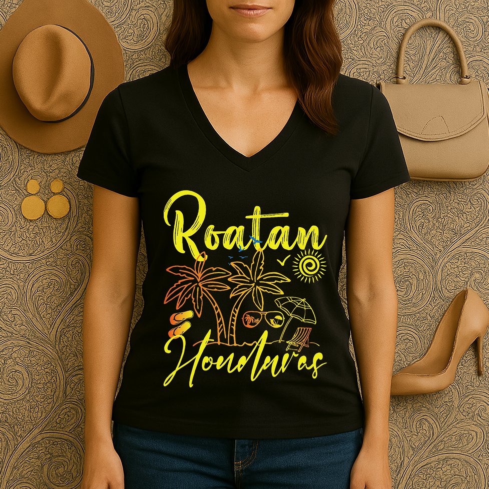 Roatan Souvenirs Honduras Beach Honduras Vacation Roatan Women's V-Neck T-Shirt