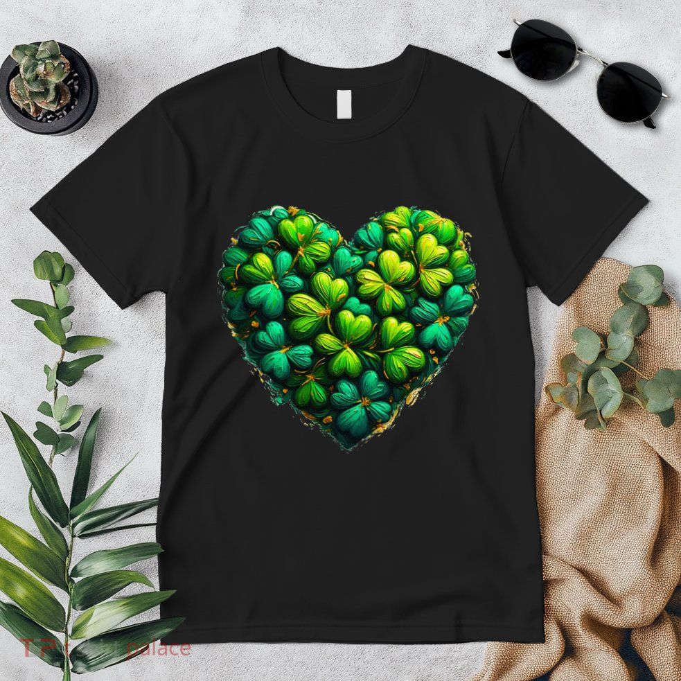 Retro Shamrock Heart St. Patrick’S Day Lucky Clover Premium T-Shirt