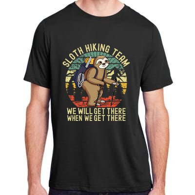 Retro Sloth Hiking Team Well Get There When We Get There Adult ChromaSoft Performance T-Shirt