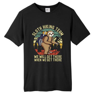 Retro Sloth Hiking Team Well Get There When We Get There Tall Fusion ChromaSoft Performance T-Shirt