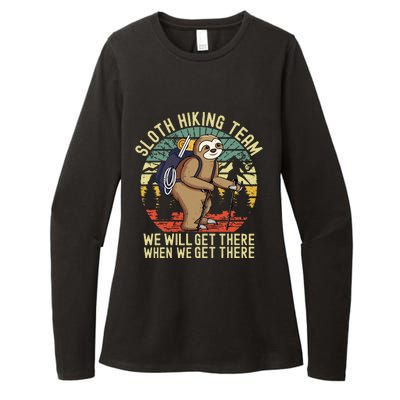 Retro Sloth Hiking Team Well Get There When We Get There Womens CVC Long Sleeve Shirt