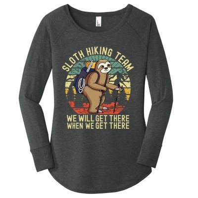 Retro Sloth Hiking Team Well Get There When We Get There Women's Perfect Tri Tunic Long Sleeve Shirt