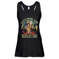 Retro Sloth Hiking Team Well Get There When We Get There Ladies Essential Flowy Tank