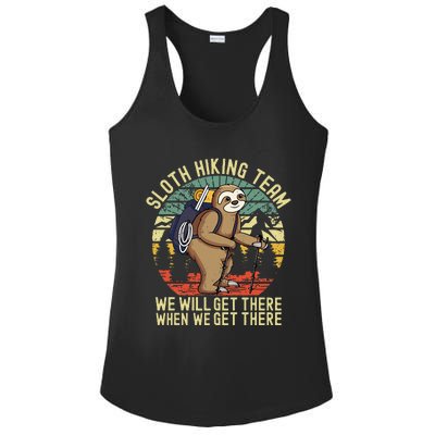 Retro Sloth Hiking Team Well Get There When We Get There Ladies PosiCharge Competitor Racerback Tank