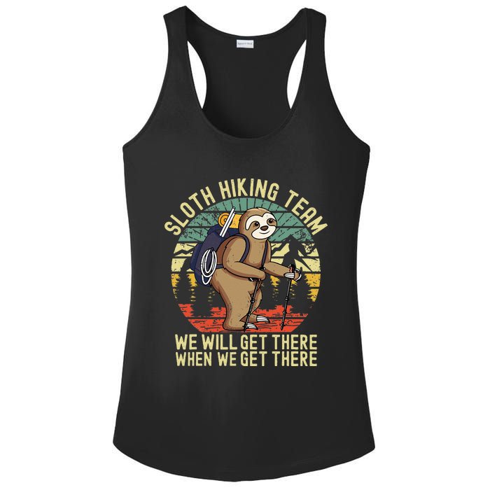 Retro Sloth Hiking Team Well Get There When We Get There Ladies PosiCharge Competitor Racerback Tank