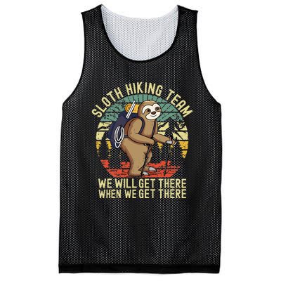 Retro Sloth Hiking Team Well Get There When We Get There Mesh Reversible Basketball Jersey Tank