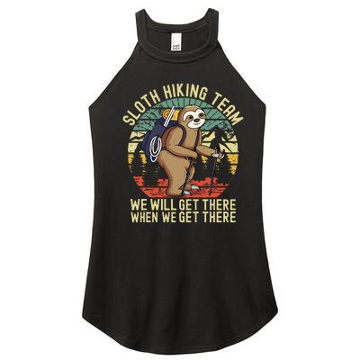 Retro Sloth Hiking Team Well Get There When We Get There Women's Perfect Tri Rocker Tank