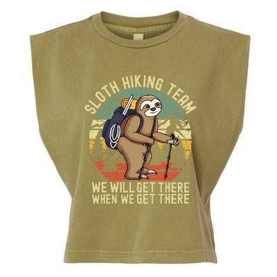 Retro Sloth Hiking Team Well Get There When We Get There Garment-Dyed Women's Muscle Tee