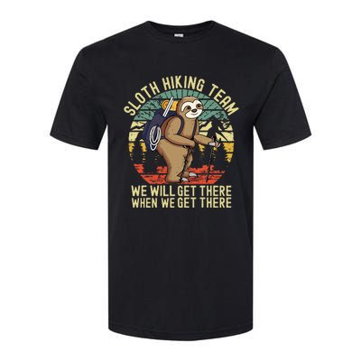 Retro Sloth Hiking Team Well Get There When We Get There Softstyle CVC T-Shirt