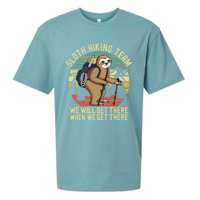 Retro Sloth Hiking Team Well Get There When We Get There Sueded Cloud Jersey T-Shirt