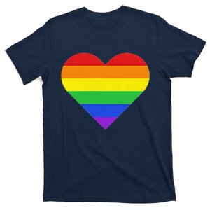 Rainbow Striped Heart Subtle Lgbt Pride Month Gay Rights T-Shirt