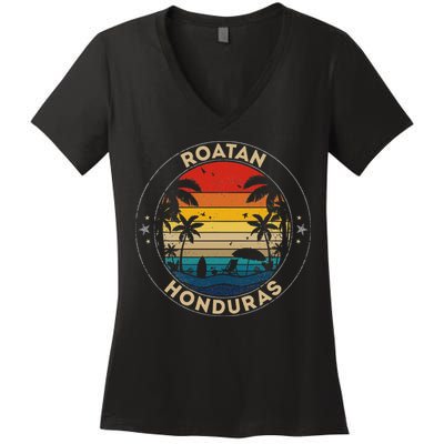 Roatan Souvenir Honduras Reminder Women's V-Neck T-Shirt