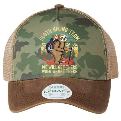 Retro Sloth Hiking Team We'll Get There When We Get There Legacy Tie Dye Trucker Hat