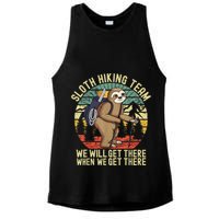 Retro Sloth Hiking Team We'll Get There When We Get There Ladies PosiCharge Tri-Blend Wicking Tank