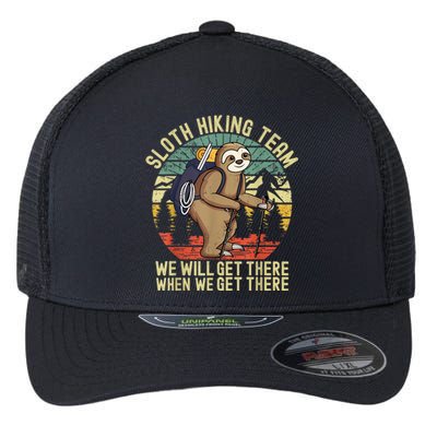 Retro Sloth Hiking Team We'll Get There When We Get There Flexfit Unipanel Trucker Cap