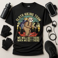 Retro Sloth Hiking Team We'll Get There When We Get There Performance Shirt