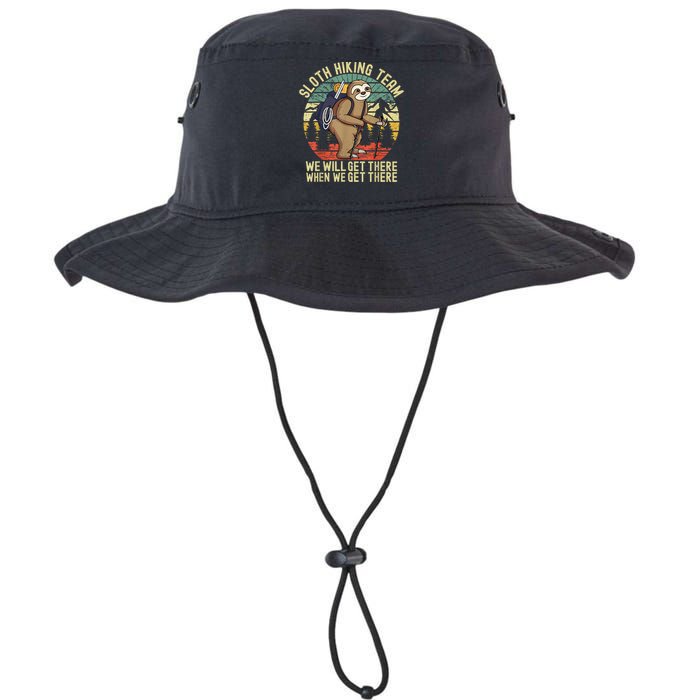 Retro Sloth Hiking Team We'll Get There When We Get There Bucket Hat