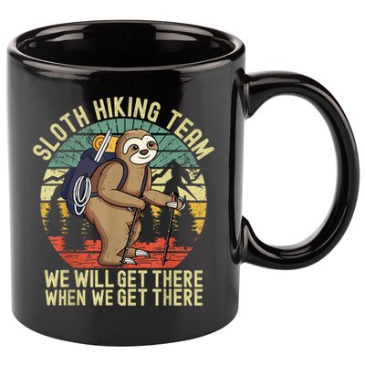 Retro Sloth Hiking Team We'll Get There When We Get There 11oz C Handle Ceramic Mug