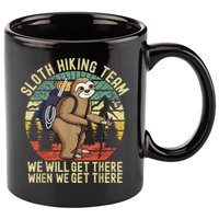 Retro Sloth Hiking Team We'll Get There When We Get There 11oz C Handle Ceramic Mug