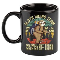 Retro Sloth Hiking Team We'll Get There When We Get There 11oz C Handle Ceramic Mug